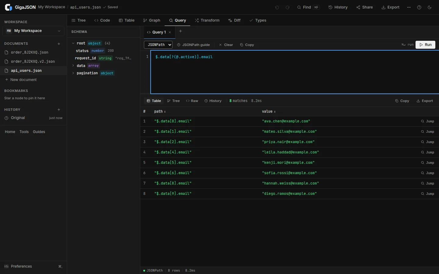 GigaJSON: Query