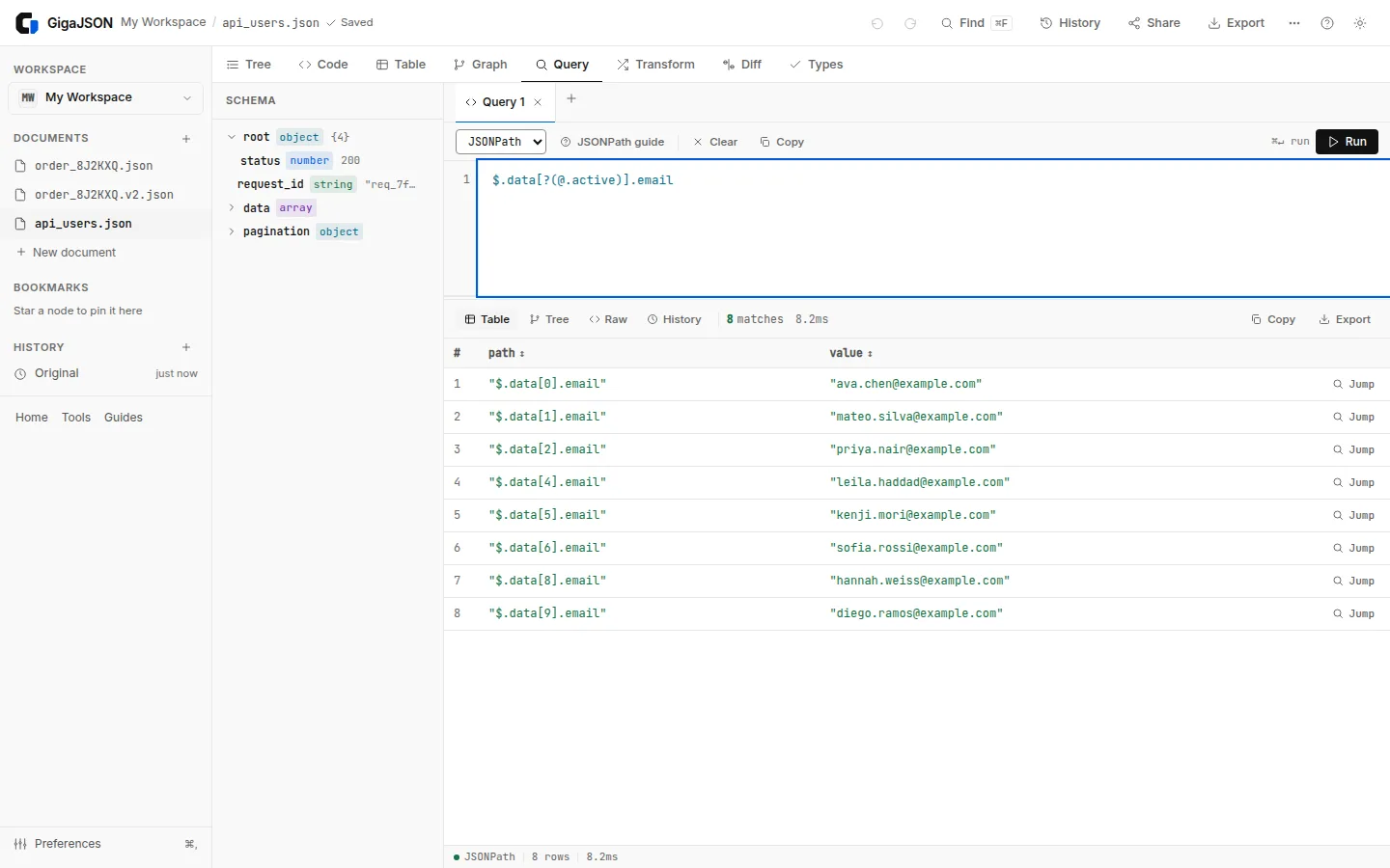 GigaJSON: Query